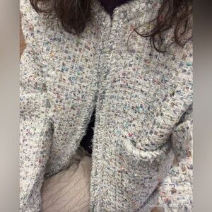 CHICJOC Italian Fabric Tweed Jacket – Rainbow Diamond Bouclé Size 34 (NWT)